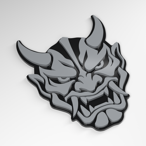 Badge 3D acrylique masque de rue Hannya_1