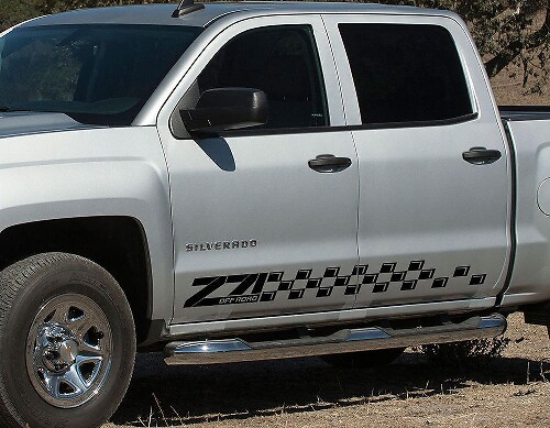 Autocollant Vinyle de Porte Latérale Style Damier pour Chevrolet Silverado