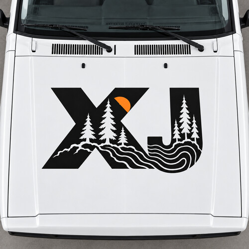 Autocollant vinyle lettrage XJ Sport Forest pour capot Jeep Cherokee 1999_1