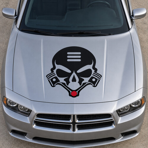 Autocollant Vinyle Capot Piston Skull SE pour Dodge Charger 2014_1
