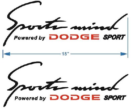 2 Sports Mind Powered by DODGE Sticker autocollant 18 pouces