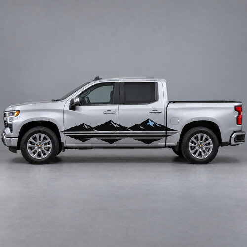 Autocollant Vinyle Latéral Summit Reflection Mountain Stripes pour Chevrolet Silverado 1500 LT Crew Cab T1XX 2022–2026_1
