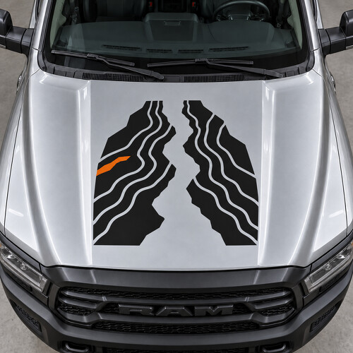 Autocollant vinyle Faultline pour capot Ram 2500 Power Wagon Crew Cab DJ 2019–2024_1