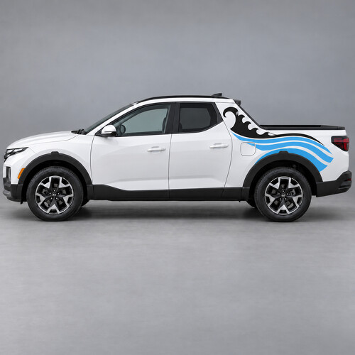 Autocollant Vinyle Bandes Vague Coastal Breaker sur Porte et Montant pour Hyundai Santa Cruz SEL NXT 2022–2024_1