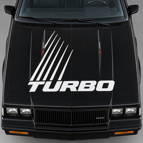 Autocollant vinyle de capot à rayures Turbo Rails pour Buick Regal Grand National G-Body 1984–1987_1
