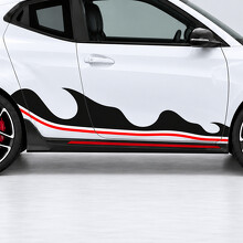 Autocollant vinyle à rayures triples en forme de vague pour porte latérale Hyundai Veloster N JS 2019–2022_2