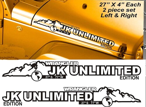 Autocollant vinyle capot JL Unlimited Edition pour Jeep Wrangler