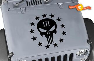 Autocollant de capot en vinyle Jeep Wrangler Punisher III 20 