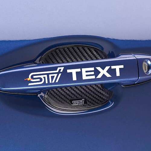 Jeu d'autocollants vinyles avec texte personnalisé Poignée de porte style STI pour Subaru