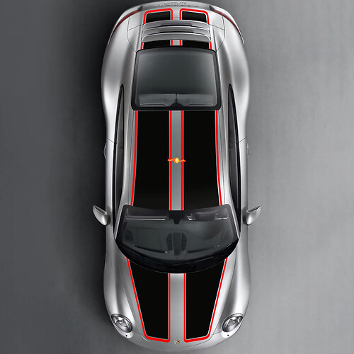 Double rayures de tronc de toit de hotte de course pour modèles Porsche 911
