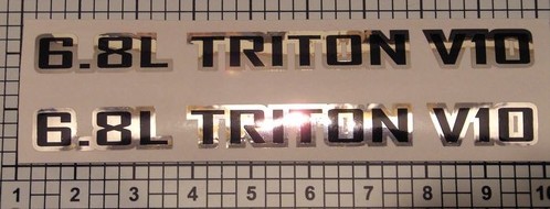 6.8L Triton V10 Décals Paire d'écopes de Capot Chrome Noir