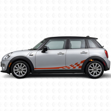 Kit de décalcomanies en vinyle à rayures latérales damier pour Mini Cooper F56_4