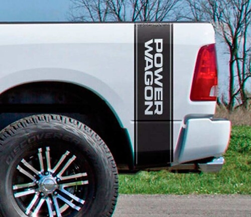 Jeu d'autocollants en vinyle bande latérales arrière Power Wagon pour Dodge Ram