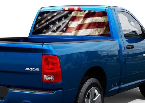 Drapeau américain patriotique Vintage fenêtre arrière autocollant autocollant camionnette SUV voiture