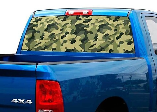 Autocollant de vitre arrière camouflage kaki pour pickups et SUV