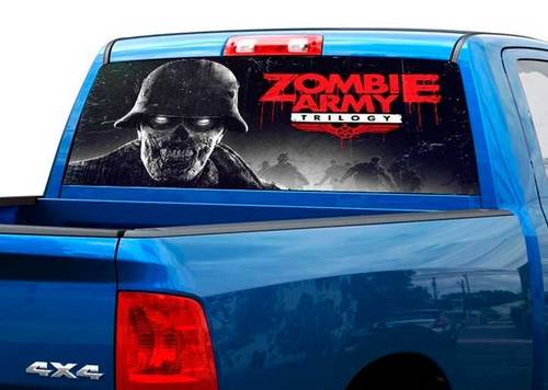 Autocollant de fenêtre arrière Zombie Army pour camionnette, SUV, voiture