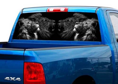 Lion calme et noueux arrière fenêtre autocollant autocollant camionnette SUV voiture