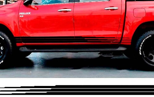 Kit de décalcomanies en vinyle à rayures latérales triple dégradé pour Toyota Hilux