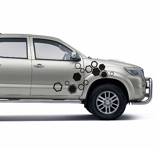 Kit d'autocollants latéraux en vinyle style hexagonal pour Toyota Hilux Vigo 2011