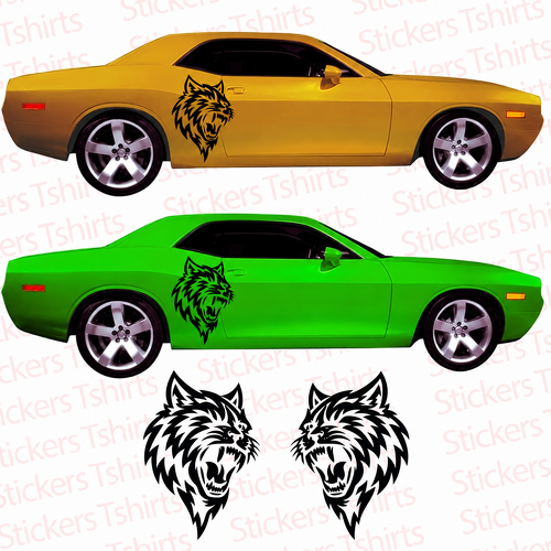 Custom Cat Head Door Graphic Pair Porte Autocollant vinyle pour Dodge Challenger Hellcat