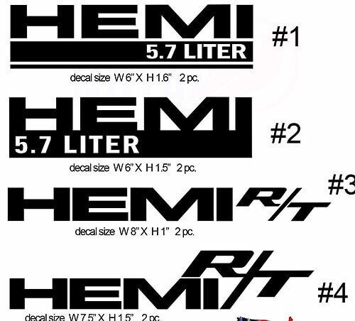 Autocollants en vinyle prédécoupés HEMI R/T pour Dodge Challenger