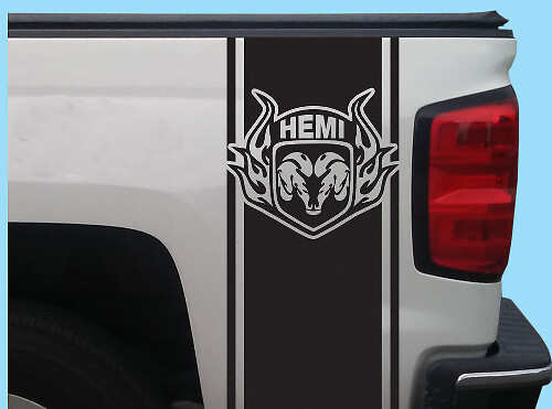 Autocollant vinyle bande latérale arrière style Hemi pour Dodge Ram