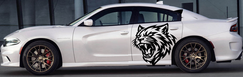 Autocollant Vinyle Décalque Latéral Tête de Chat Personnalisé pour Dodge Charger Hellcat 2015-2023