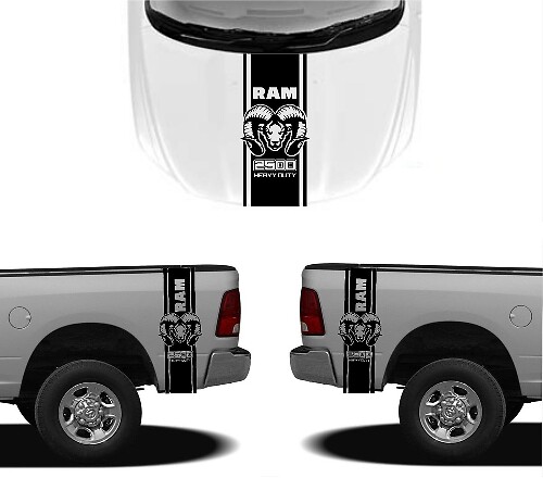 3X DODGE HOOD FENDER DECALS RAM HEMI 2500 1500 graphiques vinyle corps autocollants