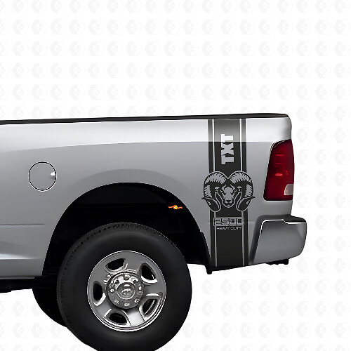 Kit d'autocollants vinyle bandes latérales arrière personnalisées Hemi pour Dodge Ram 1500 2500