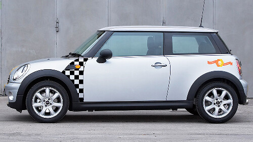 Autocollants en vinyle drapeau à damier pour panneau A pour Mini Cooper R55-59