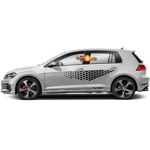 Jeu d'autocollants en vinyle à motif nid d'abeille TCR pour porte latérale Volkswagen Golf
