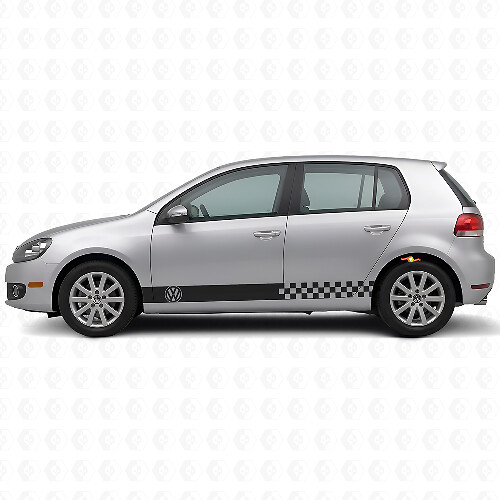 Kit d'autocollants en vinyle à rayures latérales à damier pour Volkswagen Golf Mk4-Mk7 GTI R32