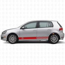 Kit d'autocollants en vinyle à rayures latérales à damier pour Volkswagen Golf Mk4-Mk7 GTI R32_4