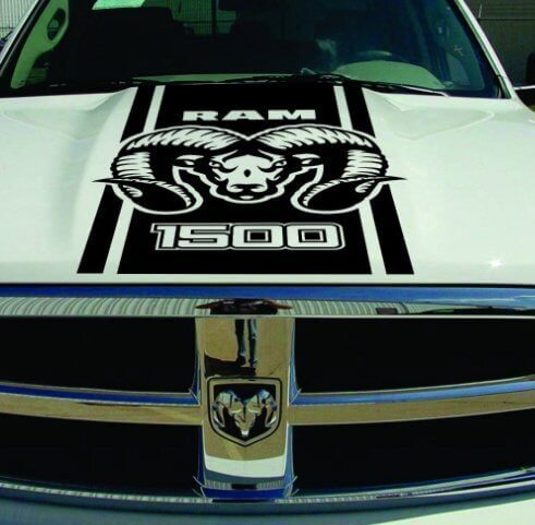 Autocollants Vinyle Bandes Capot Style Hemi pour Dodge Ram 1500 2500HD 3500HD
