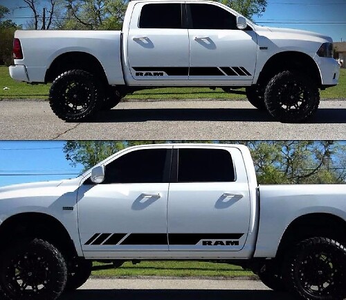Autocollant vinyle à bandes latérales à damier pour Dodge Ram 2009–2017
