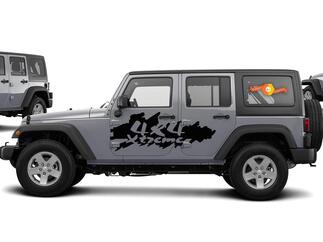 Autocollants en vinyle Jeep Wrangler Xtreme 4X4 JK JKU 07-16 modèle 4 portes ensemble de 2 pièces