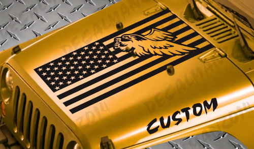 Autocollants en vinyle personnalisés Aigle patriotique Drapeau américain pour capot Ensemble de 3 pièces pour Jeep Wrangler JK JKU LJ