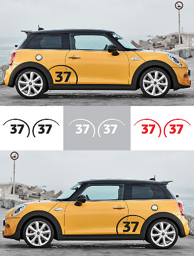 Paire d'autocollants en vinyle numéro de course personnalisés pour ailes de Mini Cooper