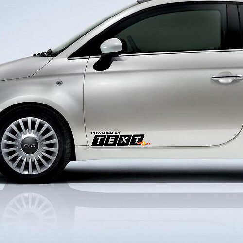 Propulsé par Autocollant en vinyle texte personnalisé Écusson logo graphique pour Fiat 500 Abarth