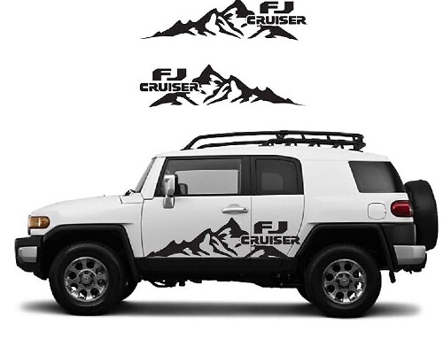 Grand Autocollant Vinyle Porte Montagne pour Toyota FJ Cruiser