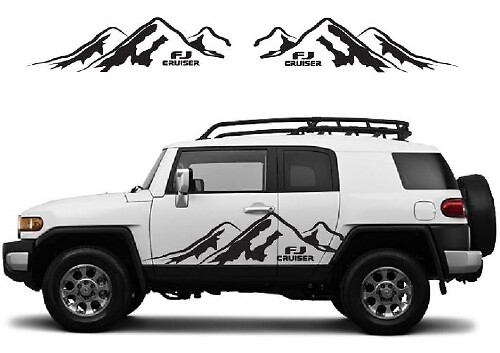 Set de vinyles autocollants de porte "Chaîne de montagnes" pour Toyota FJ Cruiser