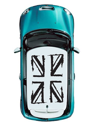 Ensemble d'autocollants en vinyle style grunge avec drapeau britannique pour toit MINI Cooper