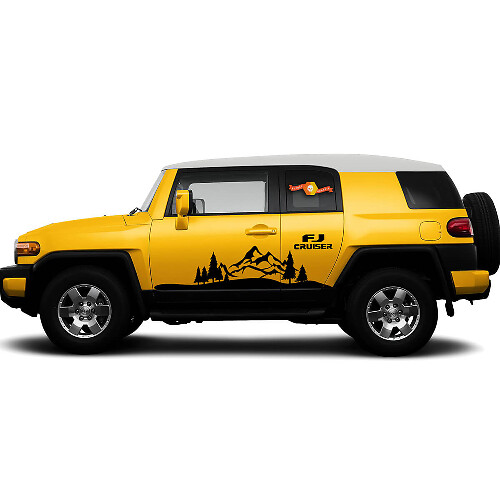 Kit d’autocollants vinyle de porte latérale Montagne & Arbres pour Toyota FJ Cruiser