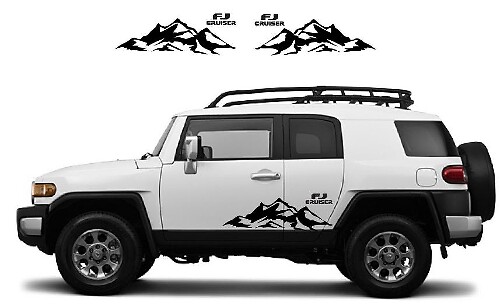 Kit d’autocollants vinyle pour porte latérale avec motif chaîne de montagnes pour Toyota FJ Cruiser