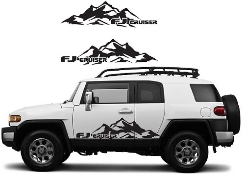 Kit d'autocollants latéraux vinyle Mountain Range & logo FJ pour Toyota FJ Cruiser