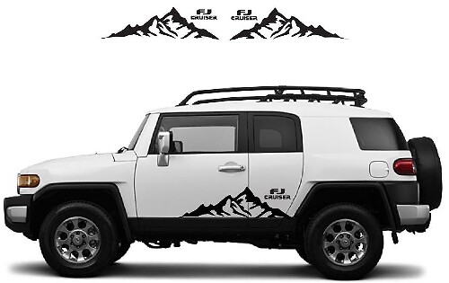 Kit de décalcomanies latérales en vinyle Mountain & logo FJ pour Toyota FJ Cruiser