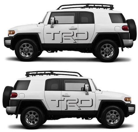 Jeu d'autocollants vinyle ombrés style TRD pour porte latérale Toyota FJ Cruiser