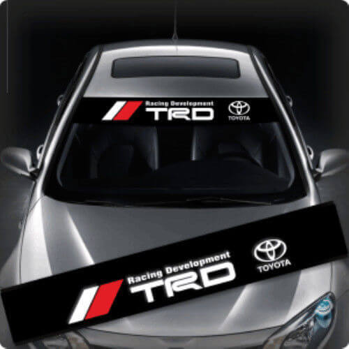 Autocollant en vinyle bande pare-brise logo TRD pour voitures Toyota_1