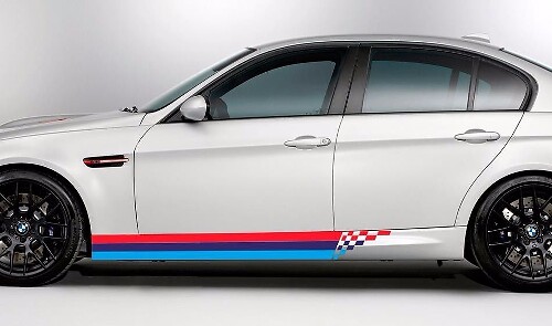 Autocollant Vinyle M Style à Rayures Carrelées pour Bas de Porte BMW M3