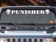 Autocollant Vinyle Bannière Pare-brise Tête de Mort Punisher pour Jeep Wrangler_2